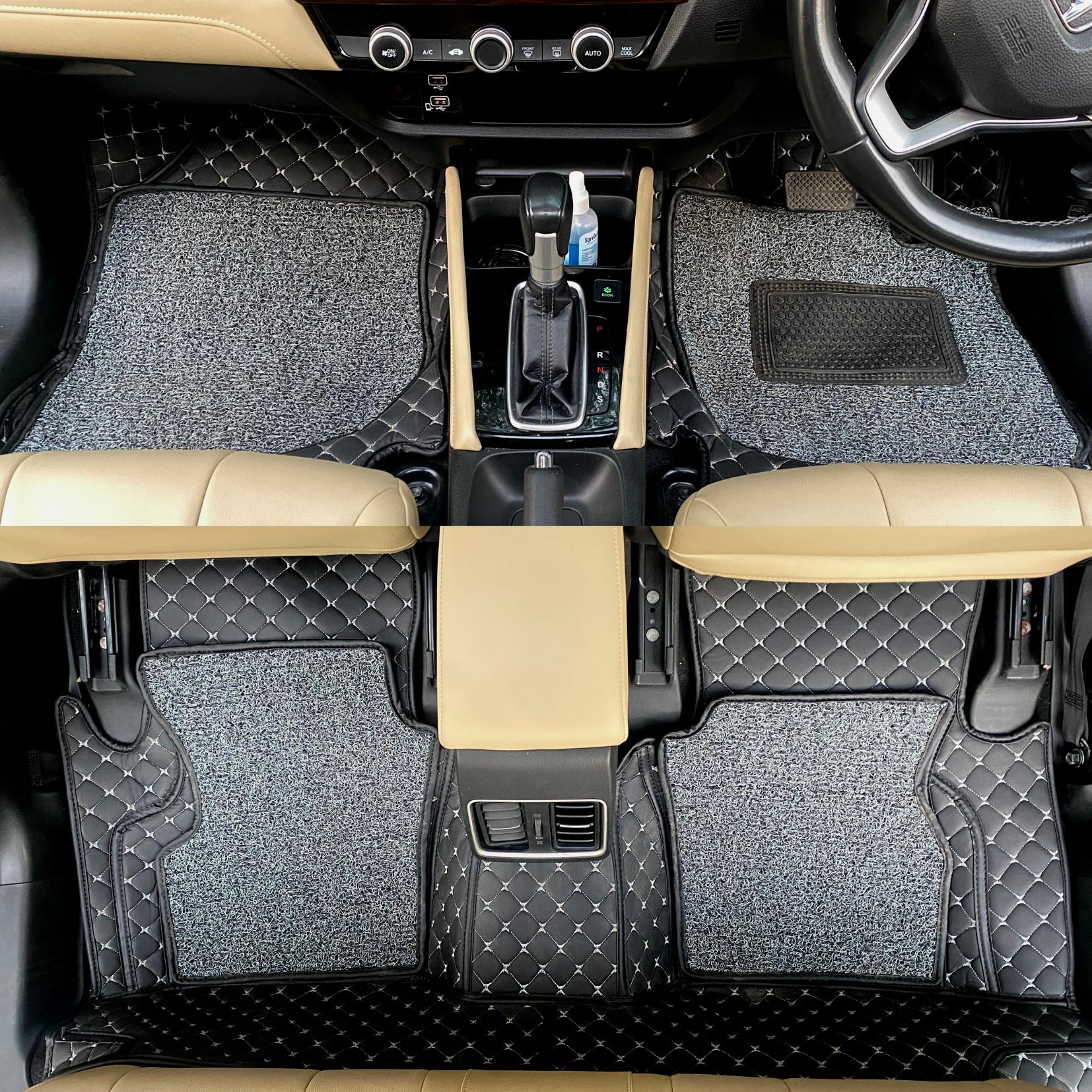 Mecarnic Luxury 7D Car Floor Mat for Honda CRV 7 Seater, 7 Layer Protection  with Grass mat, Car Accessories, Luxury Leather